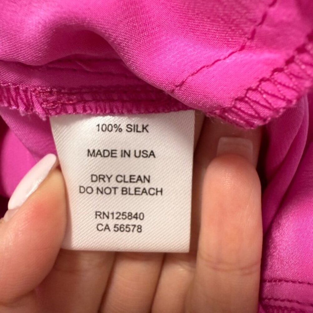 Intermix Backgrounde NYC Logan Silk-Charmeuse Joggers Pink size P - Picture 11 of 11